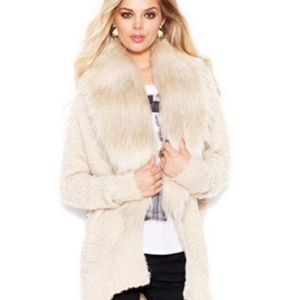 Guess fur collar sweater cardigan